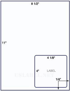 US0013F44-8.5"x11''combo Sheet w/1x 4 1/8'' x 4'' label