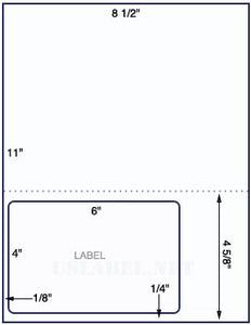 US00146L/R - 8 1/2'' x 11''/14" - One 6'' x 4'' label 1/8'' L or R