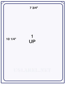 US1060-7 3/4"x10 1/4" label on a 8.5 x 11 label sheet.