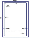 US1075 - 7.375" x 10.375" label on a 8 1/2" x 11" sheet.
