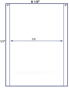 US1103-7.5'' x 11 '' label on a 8.5'' x 11'' label sheet