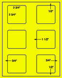US1822-2 3/4'' Square - 6 up on a 8 1/2" x 11" label sheet.
