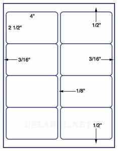 US1900-4'' x 2 1/2''- #5663-8 up-8 1/2"x11"label sheet.