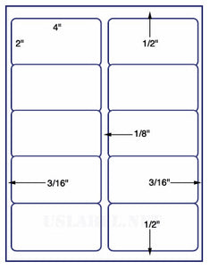 US3000-4''x2''-10 up # 5163 on a 8.5"x11" label sheet.