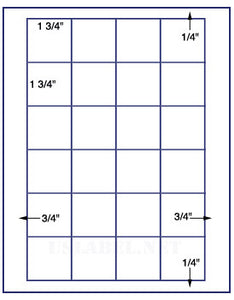 US3523-1 3/4'' Square 24 up on a 8 1/2" x 11" label sheet.