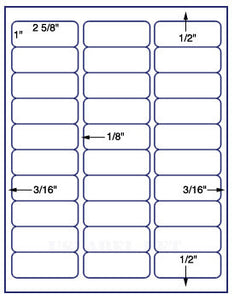 US3642-1''x25/8''-30 up #5160 on 8.5"x11"label sheet.