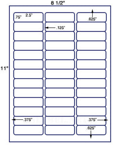 US3717-2.5''x.75''- 39 up on a 8 1/2"x11" label sheet.