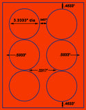 US4180-3.333" #5295 circle -8 1/2"x11" label sheet.