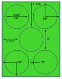 US4172-3 5/8'' Circle 5 up on a 8 1/2"x11" label sheet.