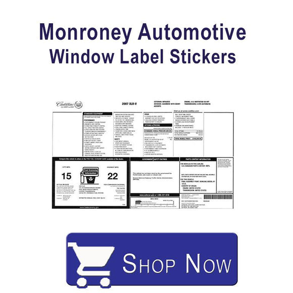 Monroney Automotive Window Label Stickers