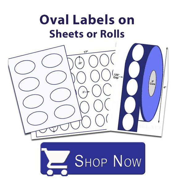 Oval Labels on Sheets or Rolls.