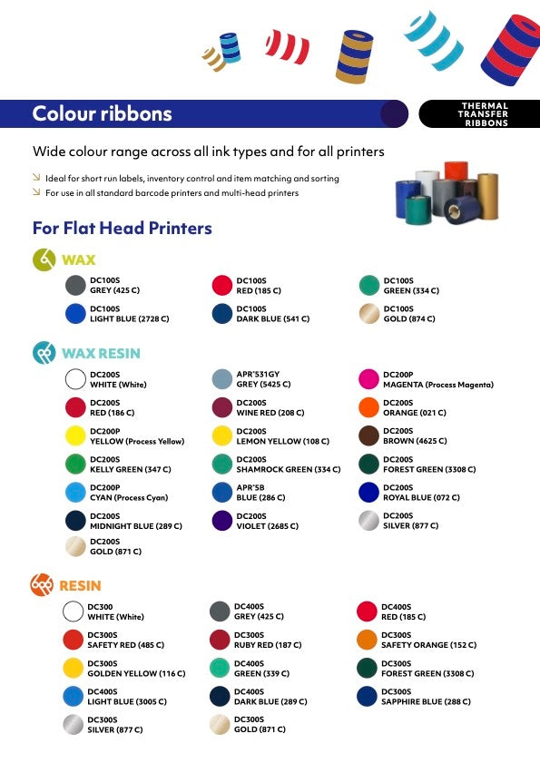 Datamax Thermal Transfer Printer Black Ribbons all sizes.