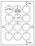 UST290 - 2'' Circle 12 up with holes card Tag sheets.