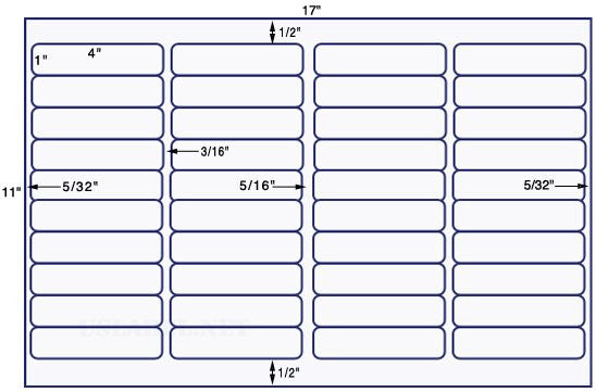 US7440-4''x 1''w/Gutter-40 up label on a 11''x17'' sheet.