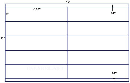 US8548 -8 1/2''x 2''-10 up label on a 11'' x 17'' Sheet.