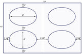 US8310 - 4'' x 6'' Oval 4 up label on a 11'' x 17'' sheet.