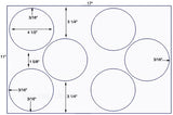 US8160-6 up 4 1/2" Circle label on a 11'' x 17'' sheet.