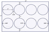 US8167-4'' circle 8 up label on a 11'' x 17'' sheet.