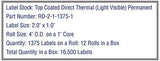 2'' x 1'' Direct Thermal Labels on a 1'' Core - 4'' OD