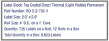 2'' x 2'' Direct Thermal Labels on a 1'' Core - 4'' OD