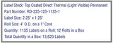 2.25'' x 1.25'' Direct Thermal Labels on a 1'' Core - 4'' OD