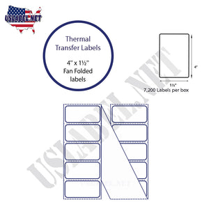 4'' x 1.5'' Thermal Transfer Labels in a Fan Fold Stack
