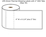 4'' x 6.25'' plus 2" doc UPS Direct Thermal Labels on a 1'' Core