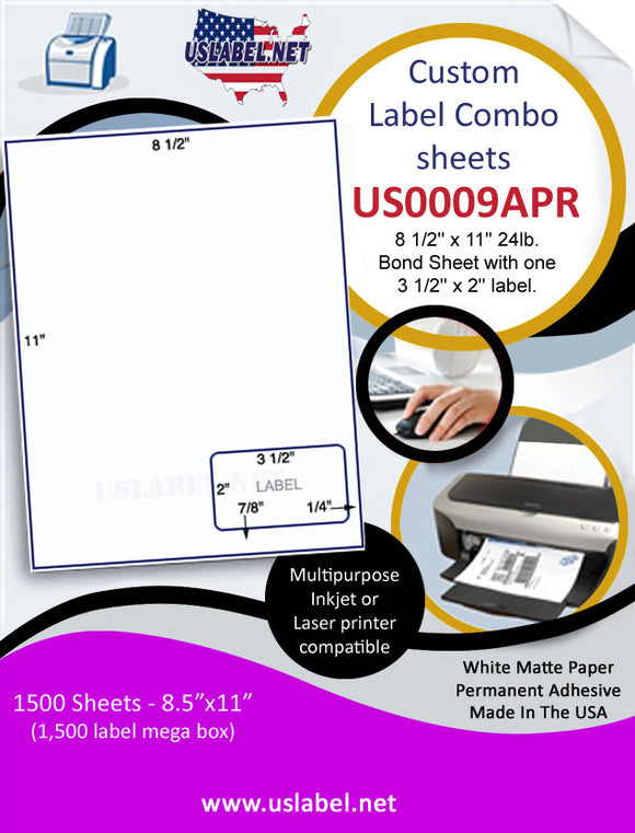 US0009APR-8.5''x11''combo Sheet w/1 3.5''x2'' label right.