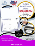 US0017DOM-8 1/2'' x 11''combo sheet w/ 7 1/2 x 5 1/8 label