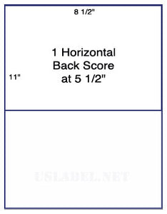 US1023 - 8.5 x11 - 1 horizontal back score Label sheet.