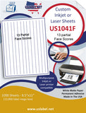 US1041F8.5'' x 11''with 13 part Face slits label sheet.