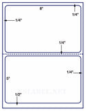US1181-8 ''x 5''-2 up w/ gutter - 8 1/2"x11" label sheets.
