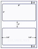 US1185-2 up 4'' x 8'' w/rnd corners 8 1/2"x11" label sheet.