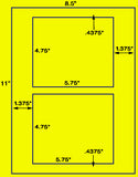 US1214-5.75"x 4.75"-2 up on a 8.5" x 11" label sheet.