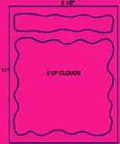 US1215 - 2 up cloud labels on a 8 1/2" x 11" label sheet.