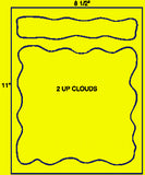 US1215 - 2 up cloud labels on a 8 1/2" x 11" label sheet.