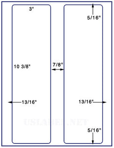 US1220-3''x 103/8"-2 up w/gutters on 8.5" x 11" label sheet