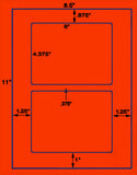US1227 - 2 up 6'' x 4.375" on a 8.5" x 11" label sheet.