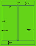 US1230 - 2 up 4'' x 8.6" on a 8 1/2" x 11" label sheet.