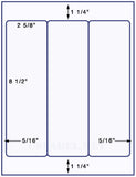 US1260-3 up 2 5/8'' x 8 1/2'' on a 8 1/2" x 11" label sheet