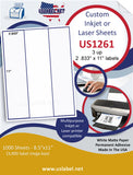 US1261-3 up 2 .833'' x 11" on a 8 1/2" x 11" label sheet.