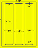 US1265 - 3 up 2'' x 10 1/2" on a 8 1/2" x 11" label sheet.