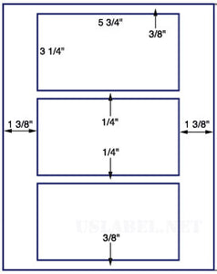 US1285-5 3/4 ''x3 1/4''-3 up on a 8 1/2" x 11" label sheet.