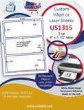 US1315-8''x3 1/3''-3up label on a 8 1/2" x 11" label sheet.