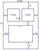 US1362 -2 x 3"sq. w a4" x6" on a 8 1/2" x11" label sheet.