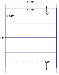 US1383 - 8 1/2'' x 2 1/2'' - 4 up on a 8 1/2" x 11" label sheet
