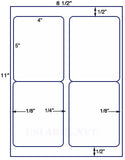 US1437-4'' x 5''-4 up label on a 8 1/2" x 11" label sheet.