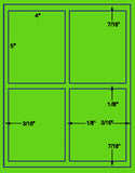 US1439-4''x5''-4 up Sq cor. w/gutters 8.5"x11" label sheet.