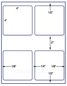US1441-4''x4''-4 up square on a 8 1/2" x 11" label sheet.