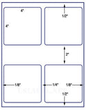 US1441-4''x4''-4 up square on a 8 1/2" x 11" label sheet.